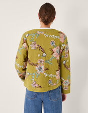 Eliza Floral Quilted Jersey Jacket, Green (CHARTREUSE), large