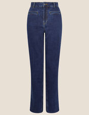 Deep Cuff Denim Jeans, Blue (DENIM BLUE), large