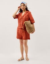 Irina Lace Trim Shirt, Orange (RUST), large