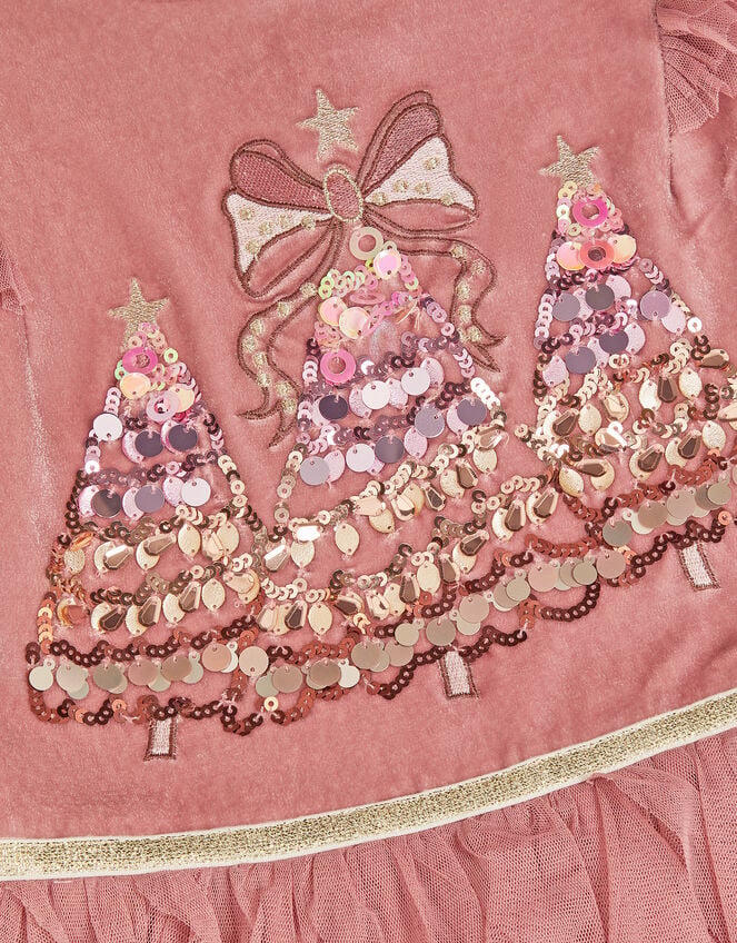 Sequin Christmas Tree Velvet Disco Dress, Pink (PINK), large