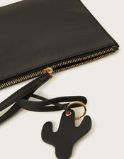 Leather Cactus Clutch Bag, , large