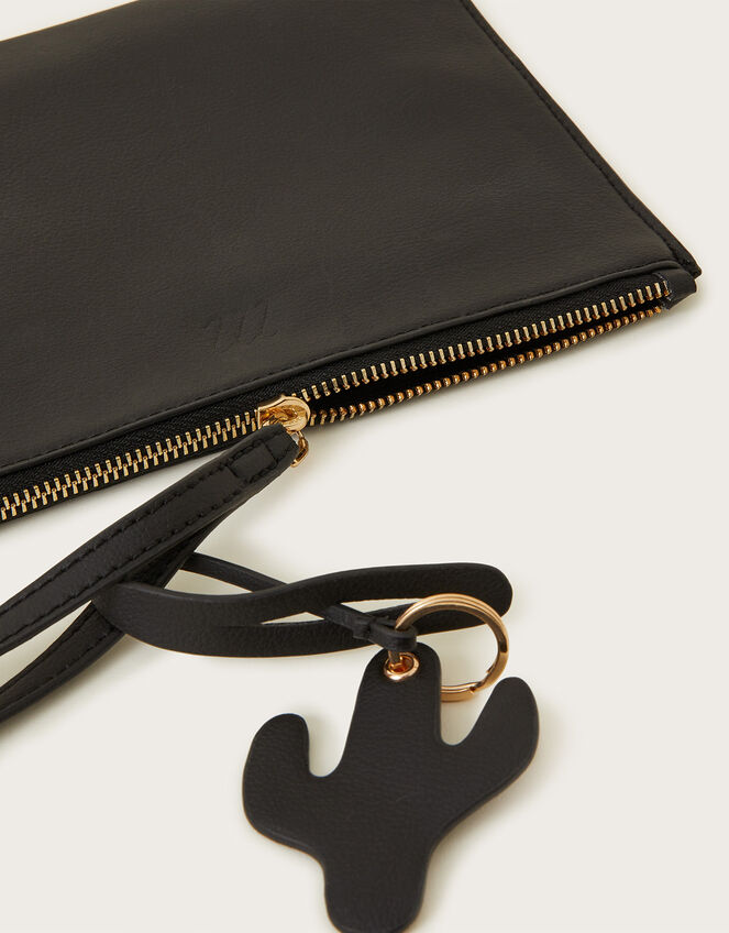 Leather Cactus Clutch Bag, , large