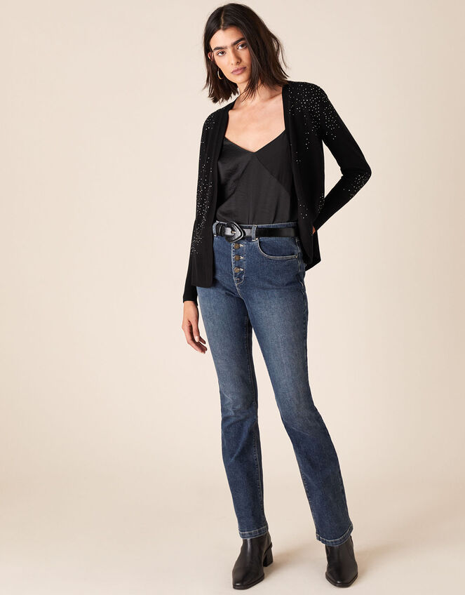 Hotfix Gem Cardigan with Sustainable Viscose, Black (BLACK), large