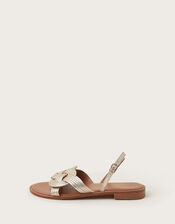 Leather Grecian Twist Sandals, Gold (GOLD), large
