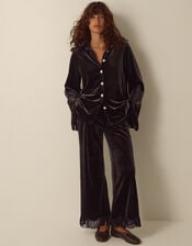Tami Fringe Cuff Velvet Shirt, Brown (CHOCOLATE), large