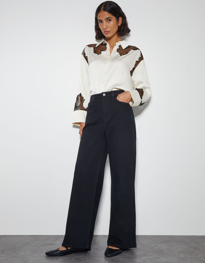 Ruby Wide Leg Jeans, Black (BLACK), large