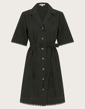 Amelia Shirt Dress, Black (BLACK), large