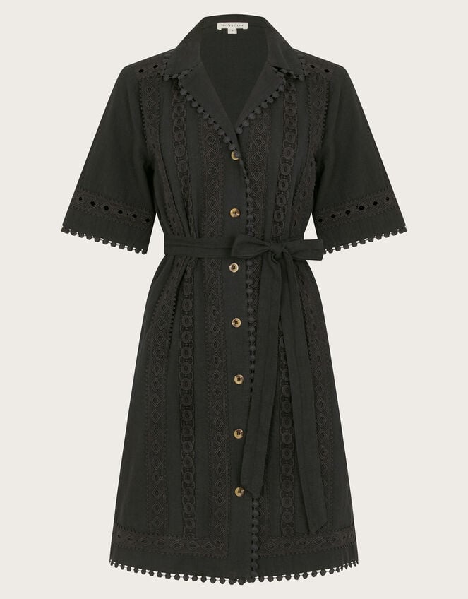 Amelia Shirt Dress, Black (BLACK), large