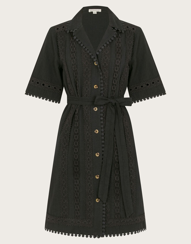 Amelia Shirt Dress, Black (BLACK), large