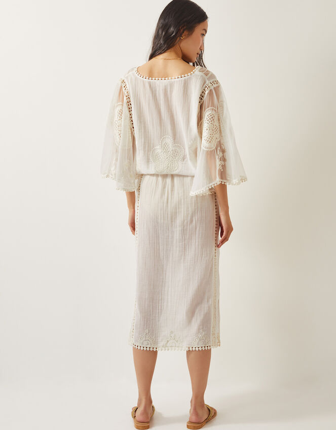 Lena Embroidered Kaftan Dress, White (WHITE), large