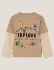 Explore Graphic Long Sleeve T-Shirt, Camel (BEIGE), large