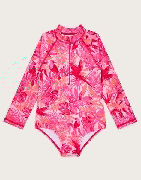 Birds Of Paradise UPF50 Long Sleeve Swimsuit, Pink (PINK), large