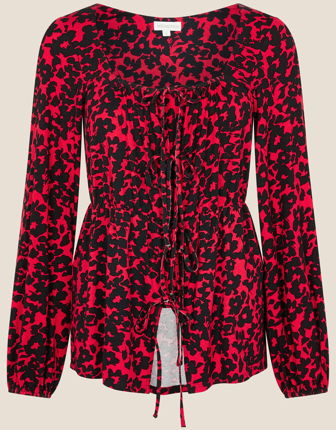 Floral Square Neck Jersey Top, Black (BLACK), large