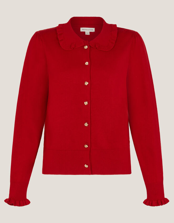 Clea Frill Collar Cardigan, Red (RED), large