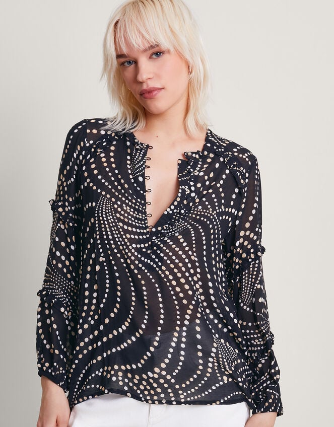 Dora Spot Blouse, Black (BLACK), large