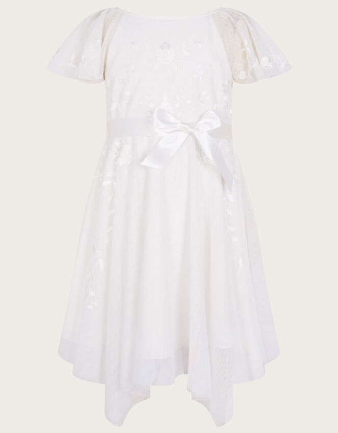 Amelia Embroidered Tulle Dress, Ivory (IVORY), large