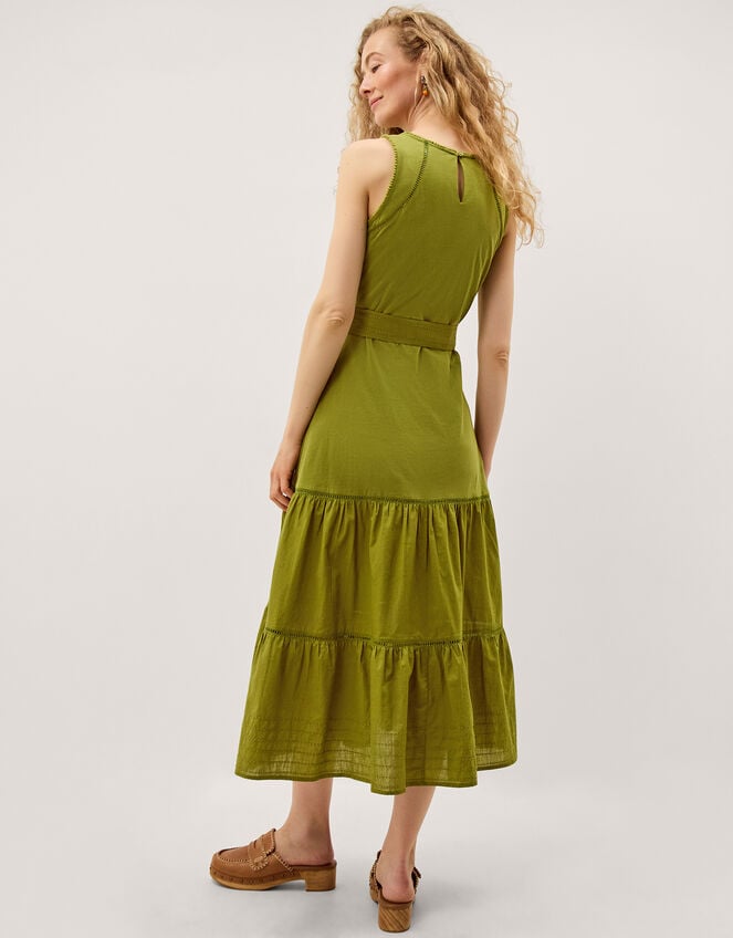 Jen Belted Jersey Maxi Dress, Green (GREEN), large