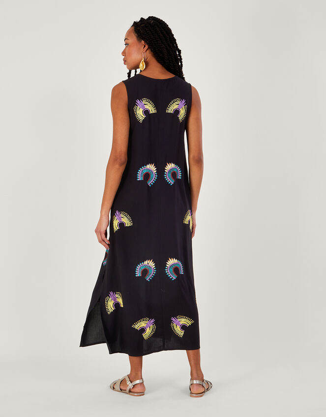 Embroidered Cami Midi Dress, Black (BLACK), large