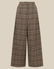 Kristin Check Print Wide Leg Trousers, Brown (BROWN), large