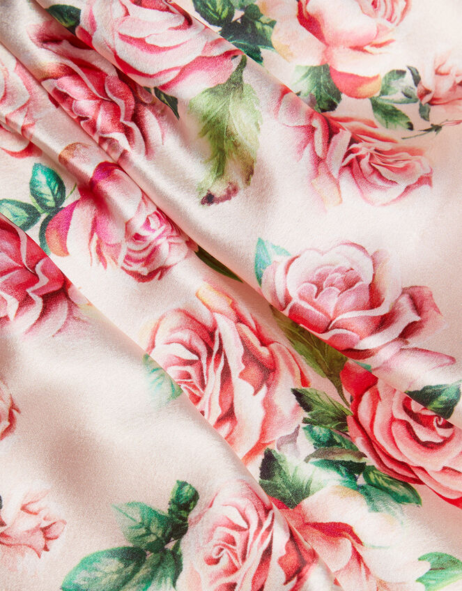 Baby Rose Print Satin Dress, Pink (PINK), large