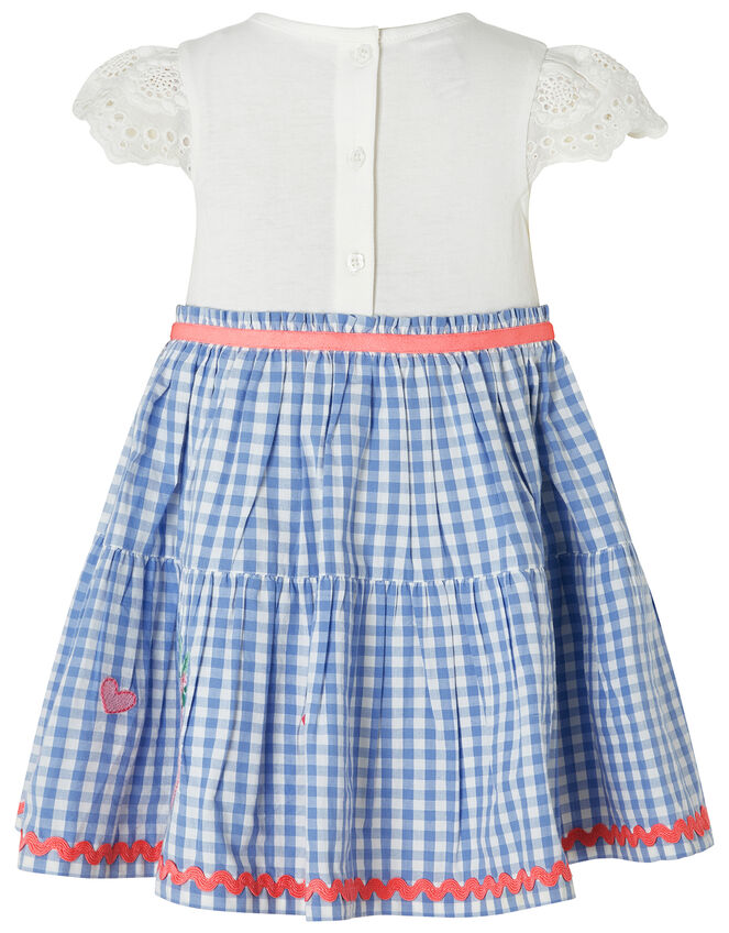 Baby Molly 2-in-1 Gingham Dress with Fruit Embroidery, Blue (BLUE), large