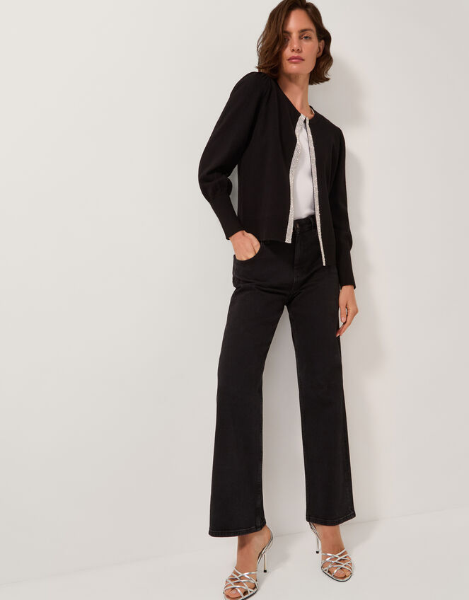 Eden Diamant&eacute; Trim Cardigan, Black (BLACK), large