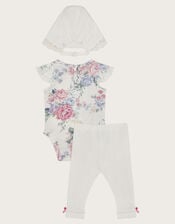 3-Piece Newborn Floral Pointelle Set, Ivory (IVORY), large