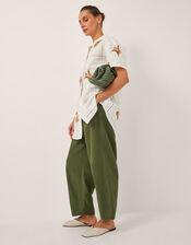 Joanie Linen Blend Barrel Pants, Green (KHAKI), large