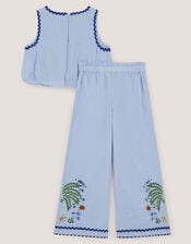 Monsoon x Charlie Taylor Embroidered Top & Pants Set, Blue (BLUE), large