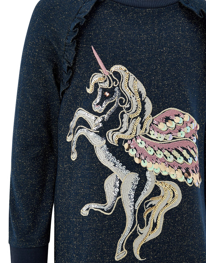 Unicorn Sparkle Sweat Tunic, Blue (NAVY), large