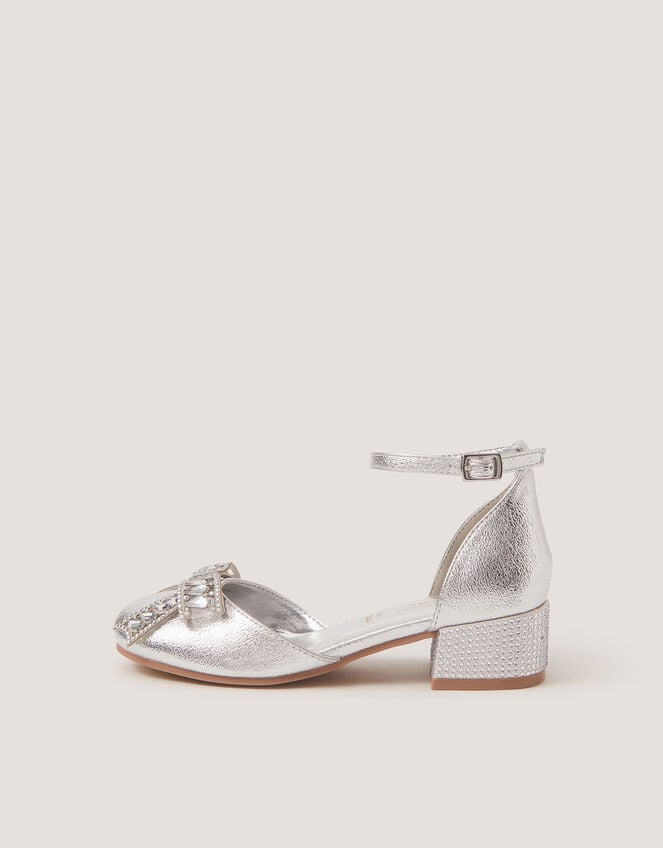 Gemstone Bow Two Part Heels, Silver (SILVER), large