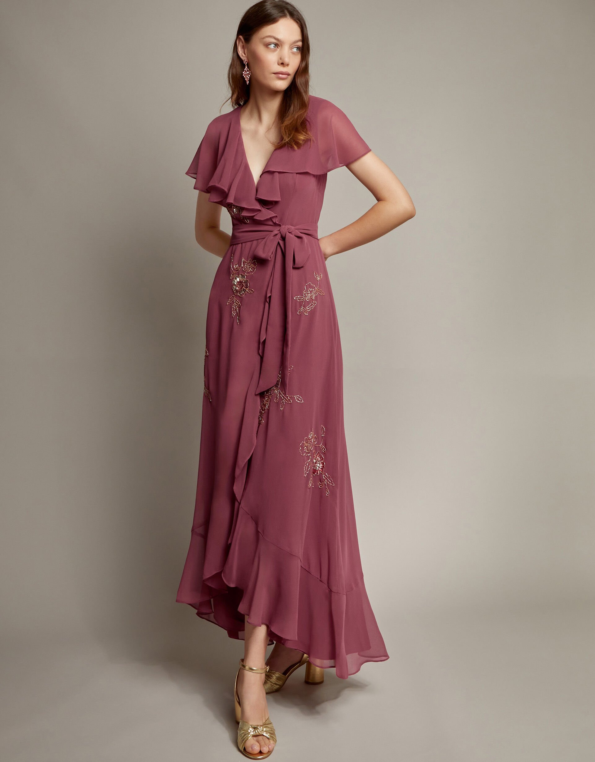 Ausha Floral Embellished Maxi Wrap Dress Evening Dresses Monsoon Global