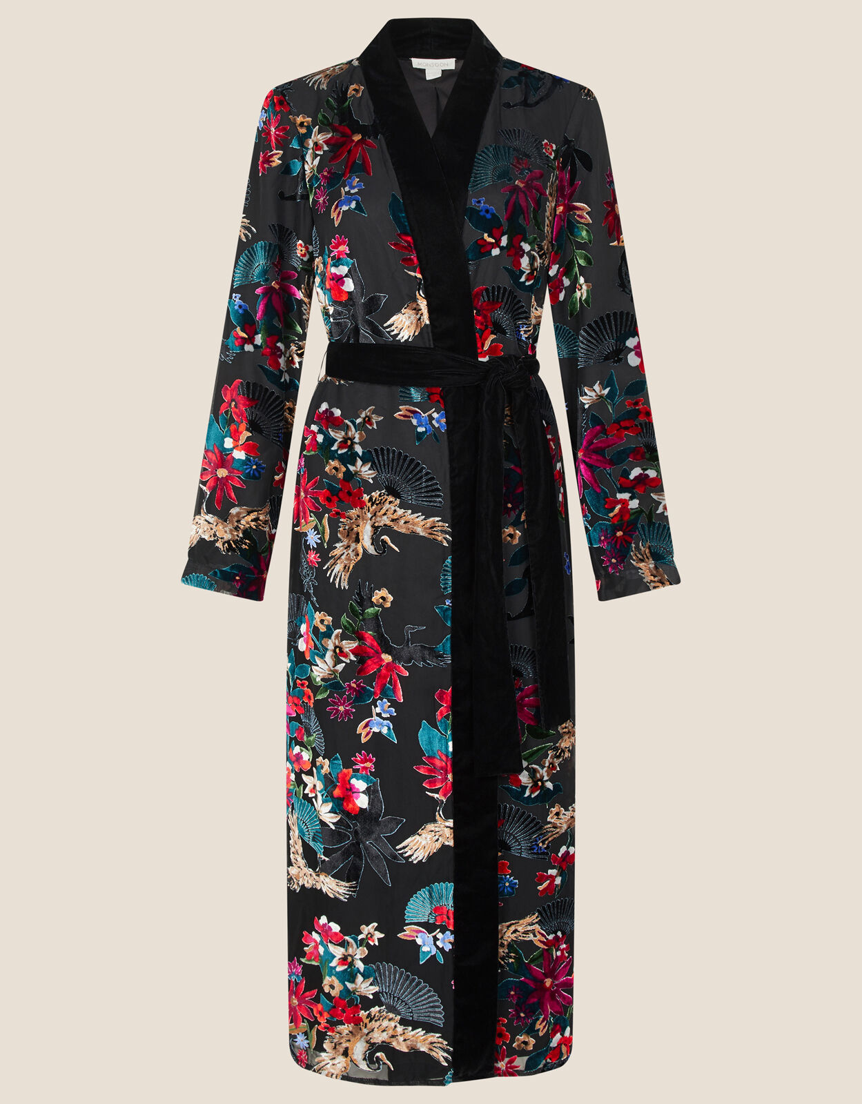 Carena Crane Burnout Kimono Black