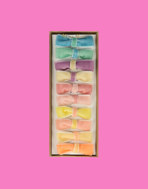 Meri Meri Pastel Velvet Bow Hair Clips 10 Pack, , large