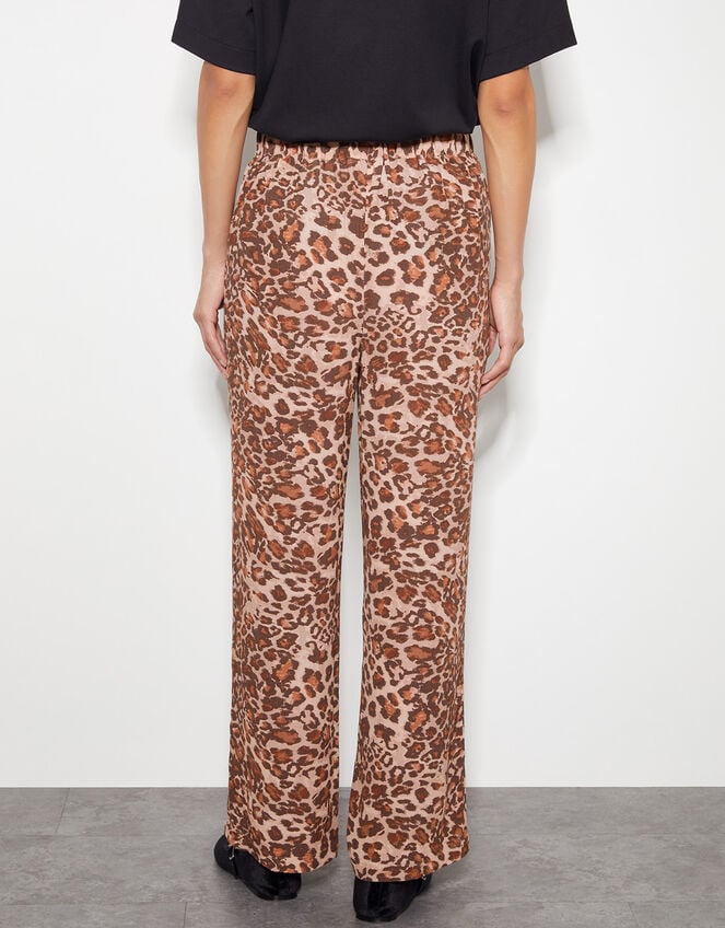 Arielle Leopard Print Trousers, Brown (BROWN), large