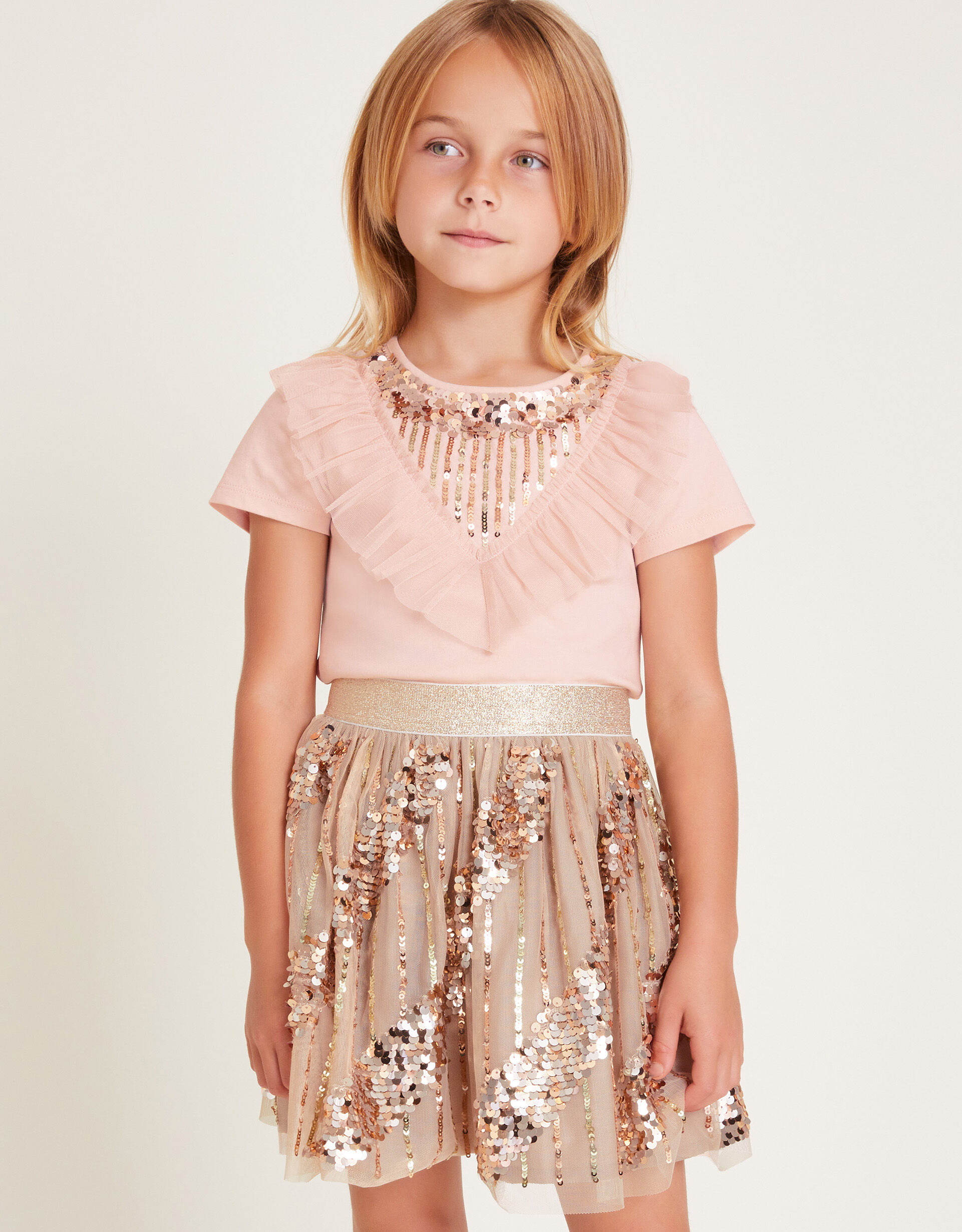 Girl s Skirts Shorts Girls Tulle Sequin and Cotton Skirts Monsoon Global