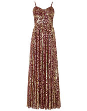 Odeya Animal Foil Print Maxi Dress, Red (RED), large