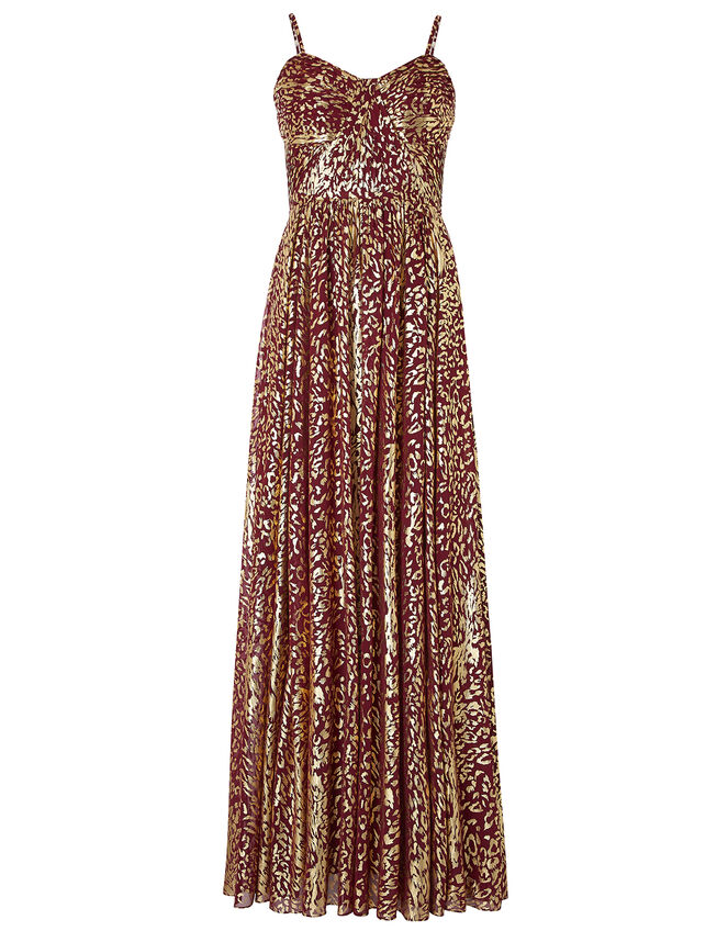 Odeya Animal Foil Print Maxi Dress, Red (RED), large