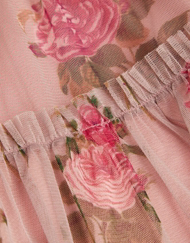 Guilia Flutter Sleeve Floral Tulle Dress, Pink (PINK), large