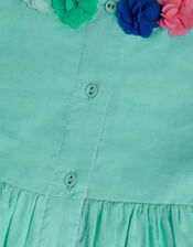 Strappy Applique Floral Colourblock Dress, Blue (AQUA), large
