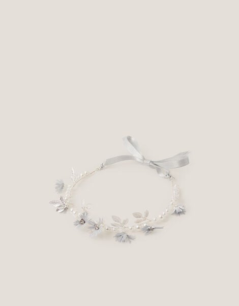 Pearl Embellished Flower Crown, , large
