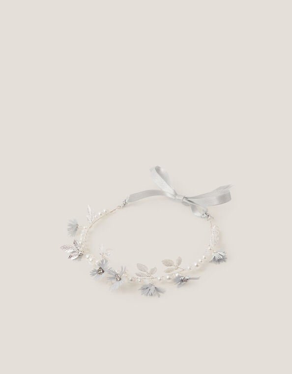 Pearl Embellished Flower Crown, , large