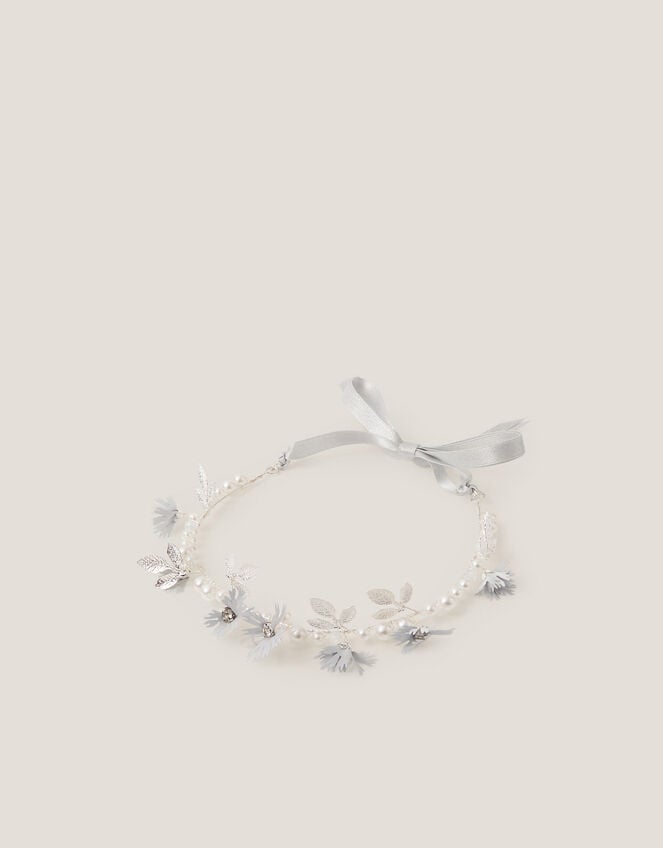 Pearl Embellished Flower Crown, , large