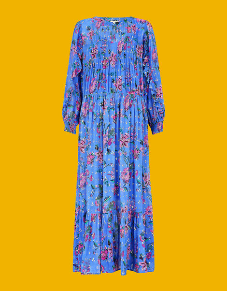 East Harriet Floral Foil Print Dress Blue, Blue (BLUE), large