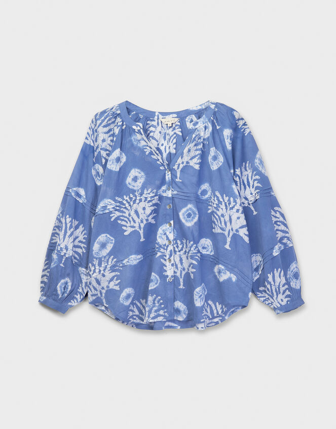 East Lottie Coral Print Shirt, Blue (BLUE), large