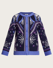 Elsie Print Cardigan, Blue (BLUE), large