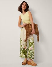 Fleur Floral Wide Leg Pants, Cream (CREAM), large