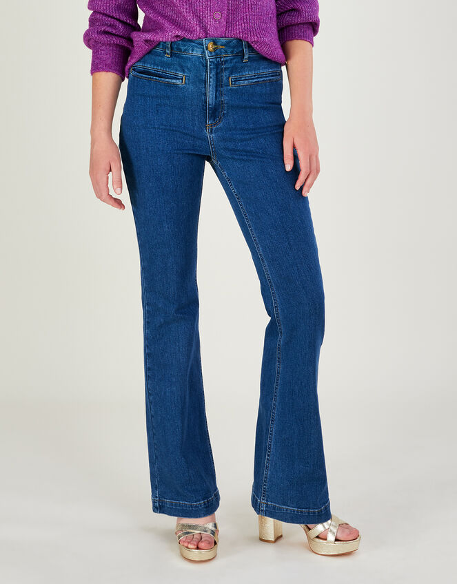 Flared Denim Jeans with Sustainable Cotton, Blue (DENIM BLUE), large