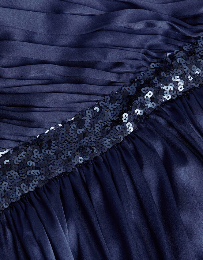 Satin Abigail One-Shoulder Dress, Blue (NAVY), large