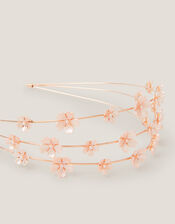 Flower Pearl Wire Headband, Pink (PINK), large